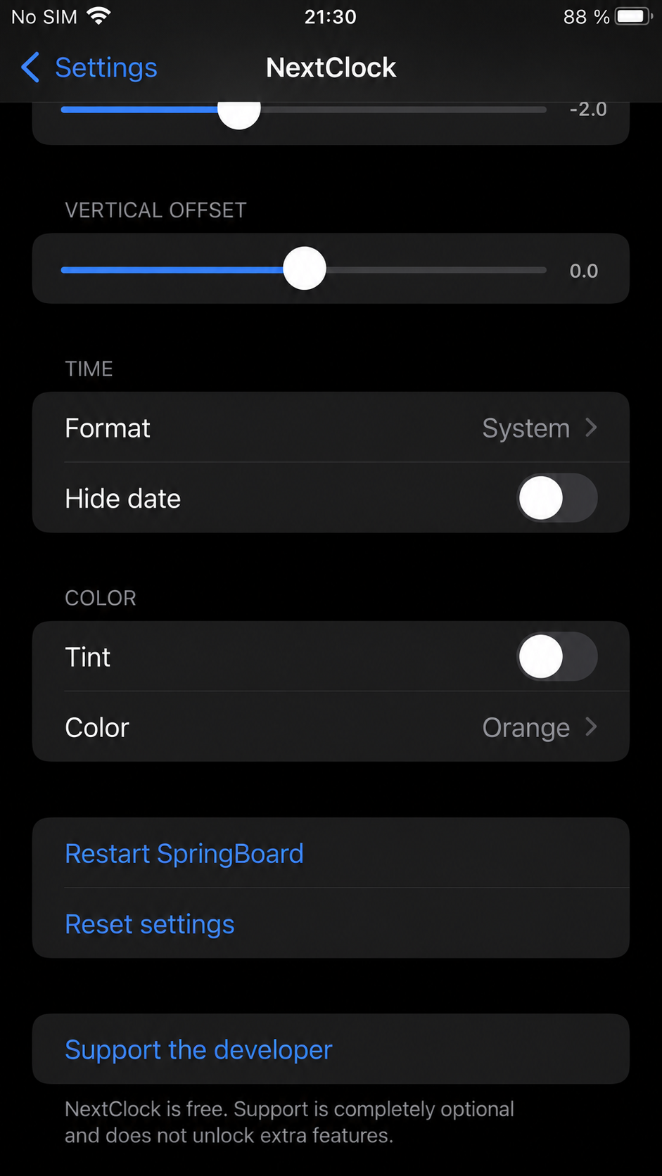 Time and color settings